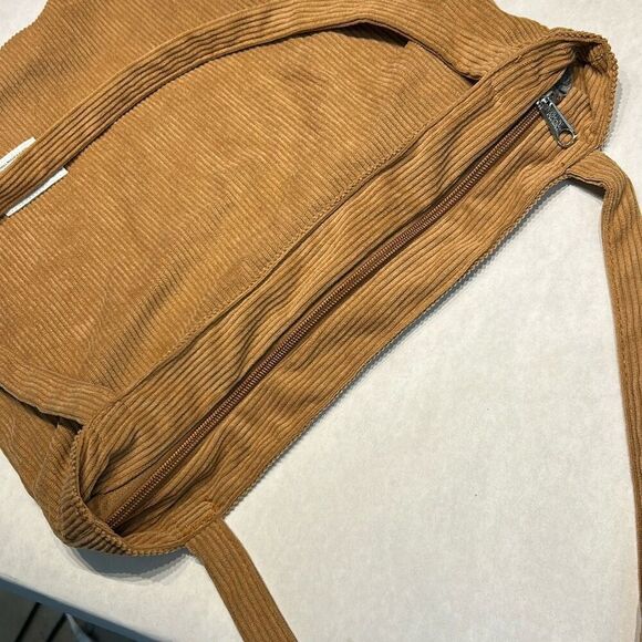 Kalidi Tote Bag Brown Tan Corduroy Zipper Top Handbag Shoulder Bag Pockets - Picture 4 of 8
